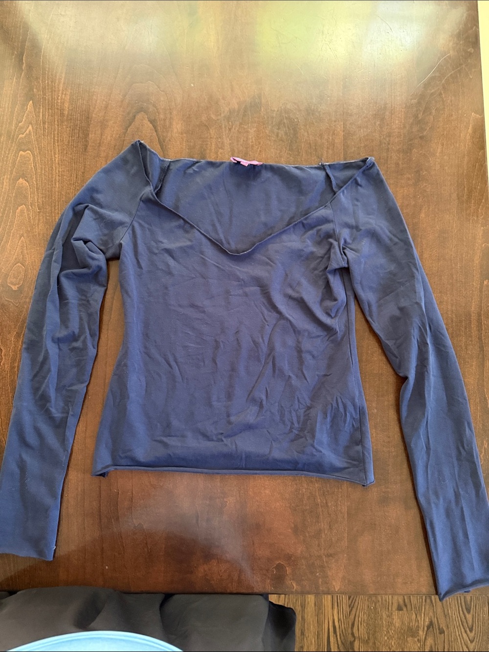 Edikted Navy Off-Shoulder Long Sleeve Top